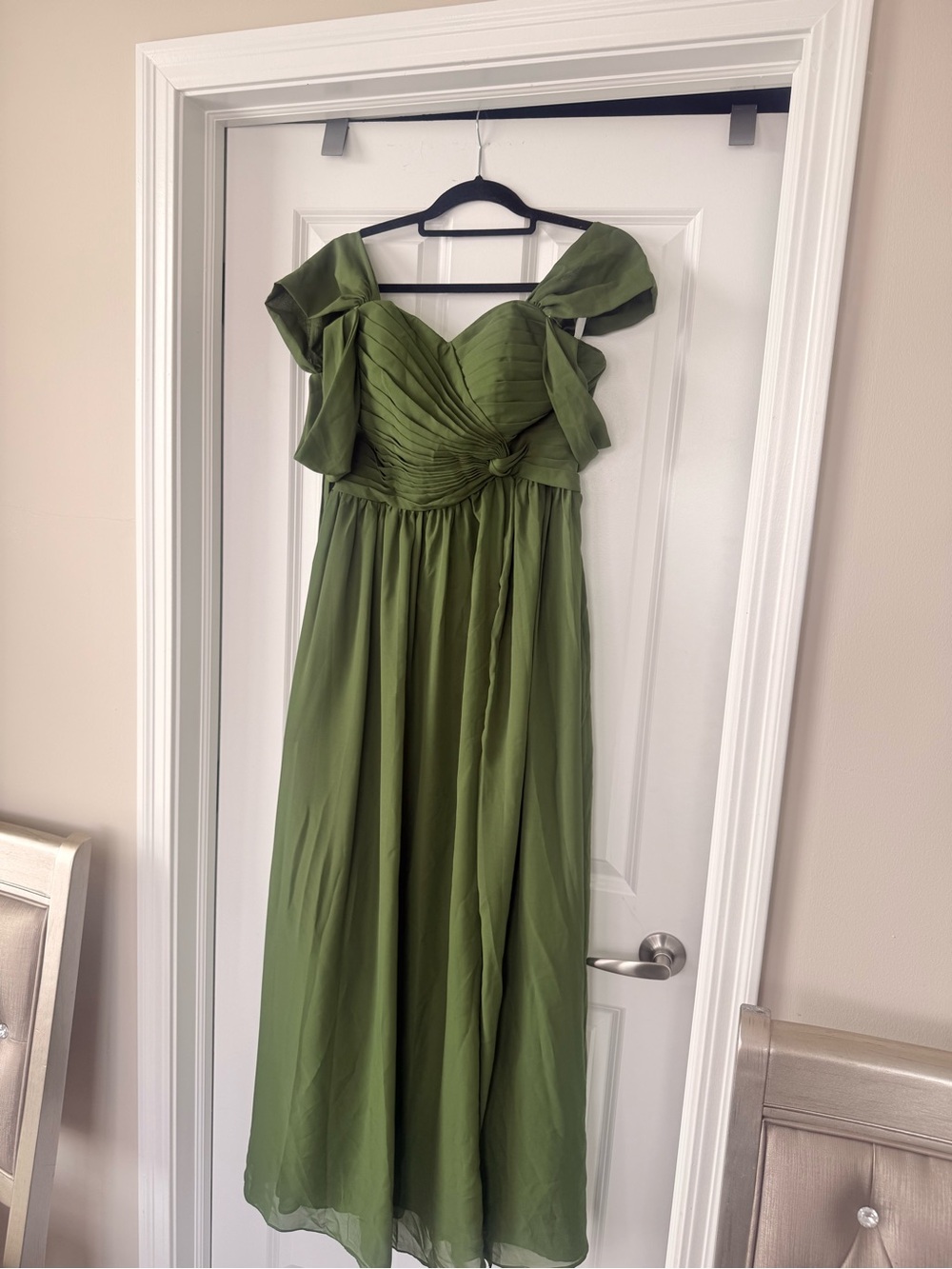 Olive Green Off-Shoulder Maxi Dress